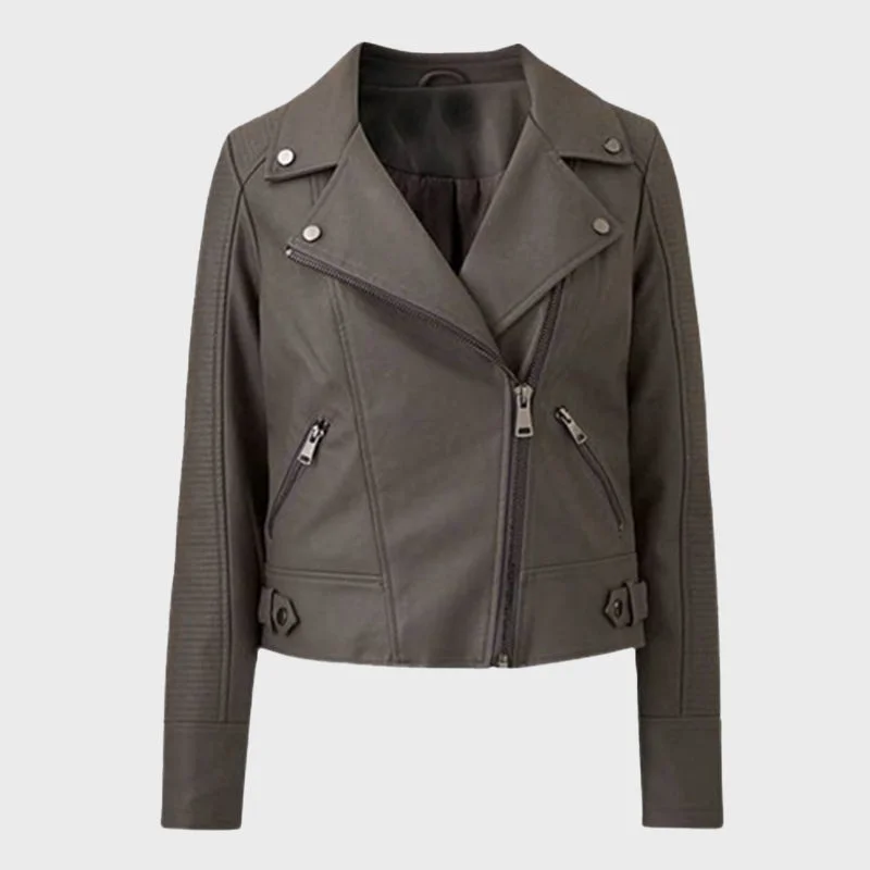 Women's Mid Grey Curve Biker Leather Jacket Chenille Jacket Brocade Jacket Lace Jacket Women's Mid Grey Curve Biker Leather Jacket Chenille Jacket Brocade Jacket Lace Jacket