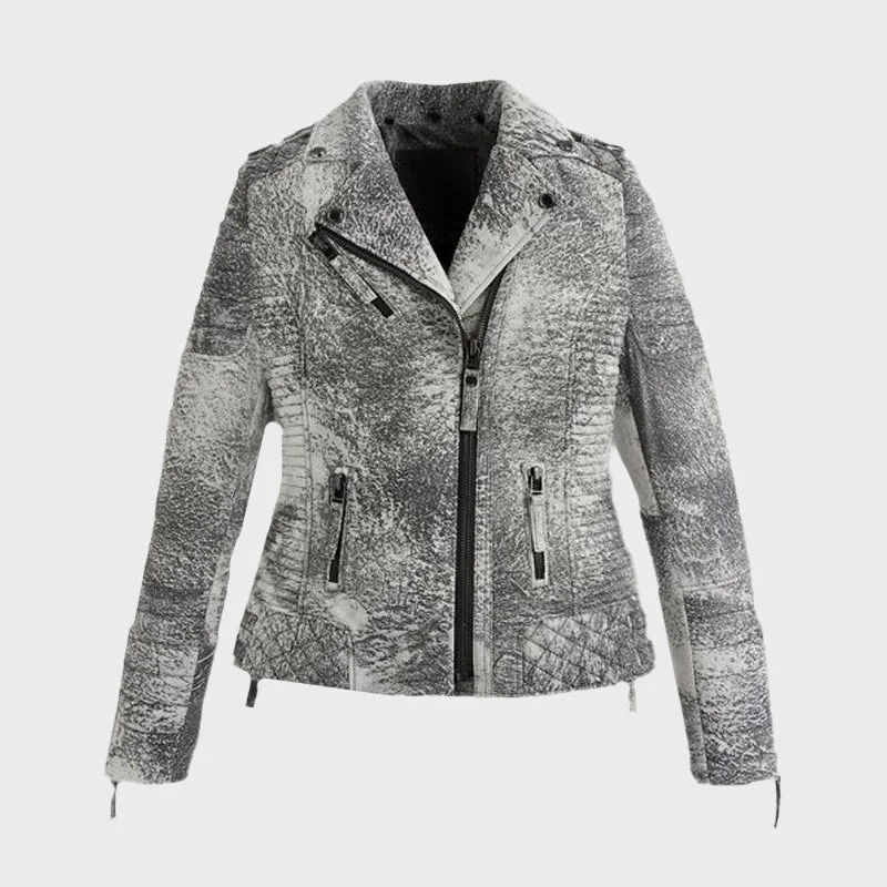 Women's Storm Grey Biker Leather Jacket Notch Collar Jacket Peter Pan Collar Jacket Cowl Neck Jacket Women's Storm Grey Biker Leather Jacket Notch Collar Jacket Peter Pan Collar Jacket Cowl Neck Jacket