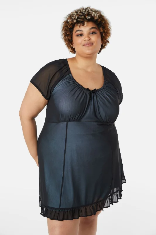 Curve Confess Mesh Mini Dress Cozy Wraparound Mini Dress