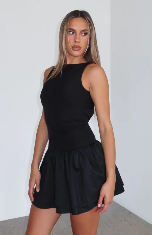 Good Girl Mini Dress Black Chic Mini Dress with V-Neck