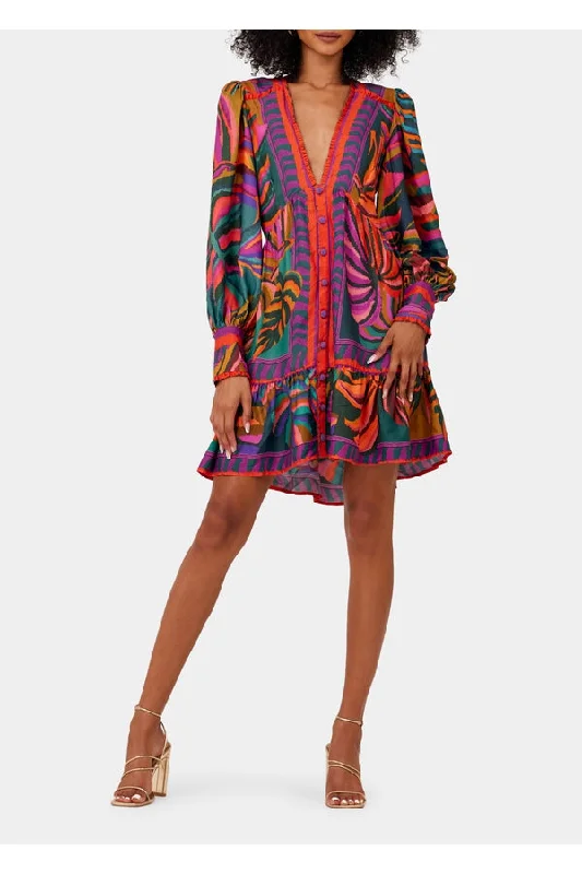 Graphic Foliage Mini Dress Comfortable Bodycon Mini Dress