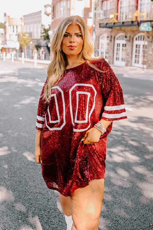 Ready To Shimmer Sequin Mini Dress in Crimson Curves Elegant Satin Mini Dress