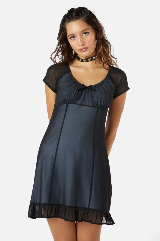 Confess Mesh Mini Dress Trendy Mini Dress with Belt