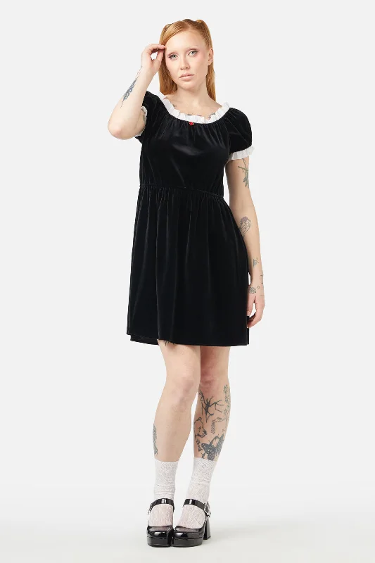 Discord Velvet Mini Dress Fashionable Off-Shoulder Mini Dress