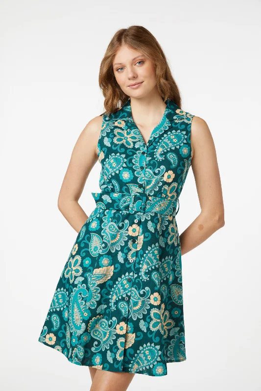 Sunset Paisley Mini Dress Stylish Ribbed Mini Dress