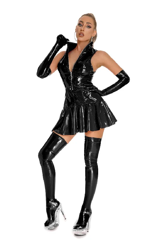 Women Leather Short Dress Bodycon Soft Faux Leather Night Club Dress Sexy Slim Pleated Mini Dress Fashionable Denim Mini Dress Women Leather Short Dress Bodycon Soft Faux Leather Night Club Dress Sexy Slim Pleated Mini Dress Fashionable Denim Mini Dress