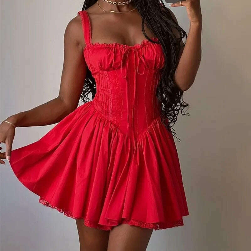 Summer New Fashion Sexy Tie Camis Dress Women Fold Silm Fit Red Mini Dresses Backless Short Shirt Coquette Aesthetic Y2k Clothes Elegant Satin Lace Mini Dress Summer New Fashion Sexy Tie Camis Dress Women Fold Silm Fit Red Mini Dresses Backless Short Shirt Coquette Aesthetic Y2k Clothes Elegant Satin Lace Mini Dress
