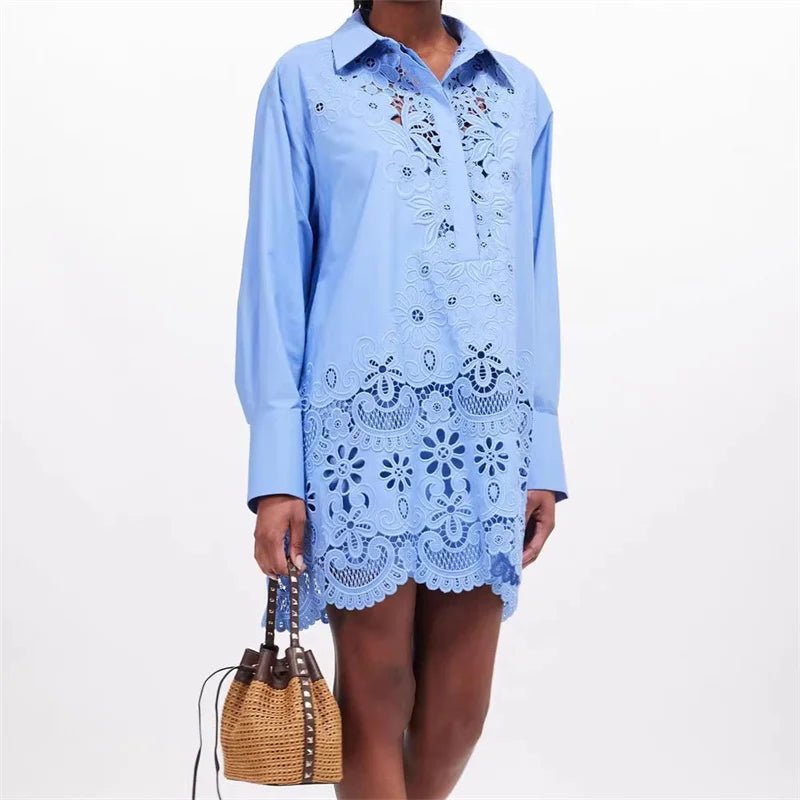 Floral Embroidered Mini Dress in Cotton - Perfect for Summer Stylish Floral Print Mini Dress