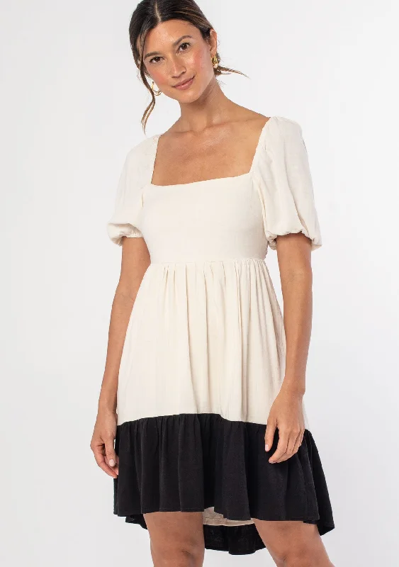 Afternoon Colorblock Mini Dress Cozy Knitted Mini Dress