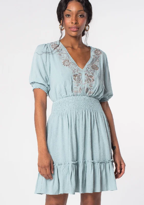 Libra Embroidered Mini Dress Trendy Tie-Dye Mini Dress