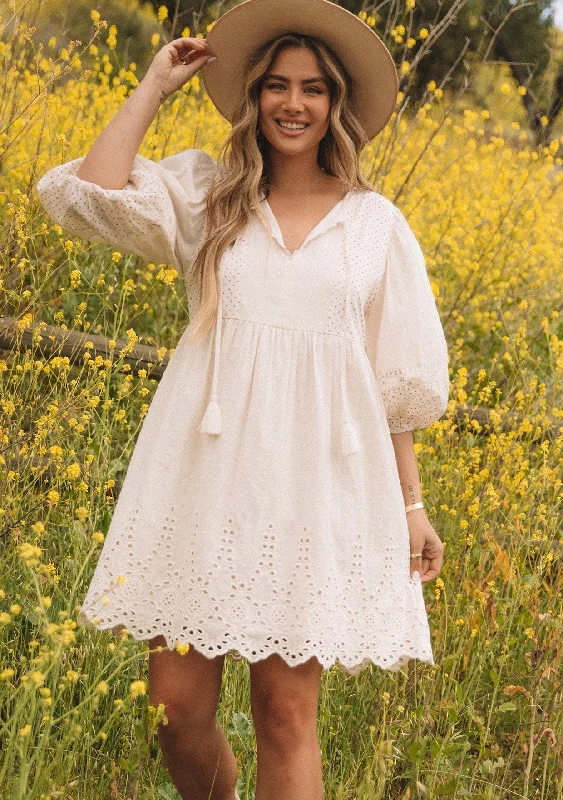 Summer Lovin Embroidered Mini Dress Fashionable Polka Dot Mini Dress