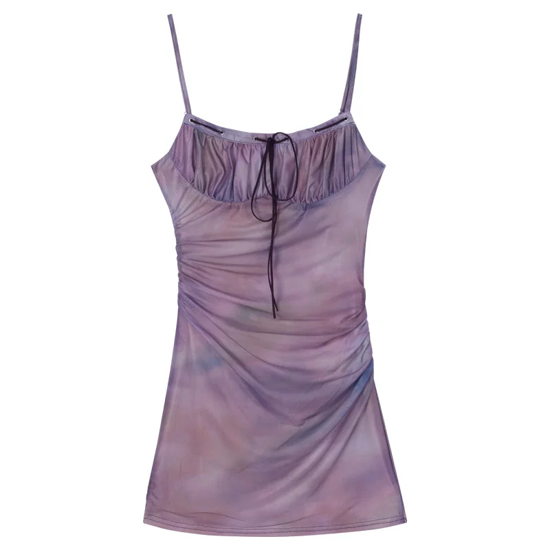 Titi Purple Brown Tie-Dye Vintage Spice Girl Slip Wrapped Hip Tight Slim Mini Dress Fashionable Polka Dot Mini Dress Titi Purple Brown Tie-Dye Vintage Spice Girl Slip Wrapped Hip Tight Slim Mini Dress Fashionable Polka Dot Mini Dress
