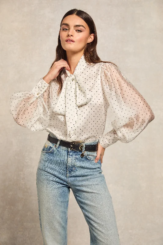 Ariella Blouse (White Polka Dot) Chic Sleeveless Blouse