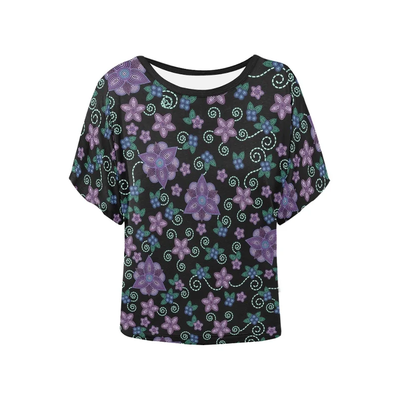 Berry Picking Women's Batwing-Sleeved Blouse T shirt Side Tie Blouse