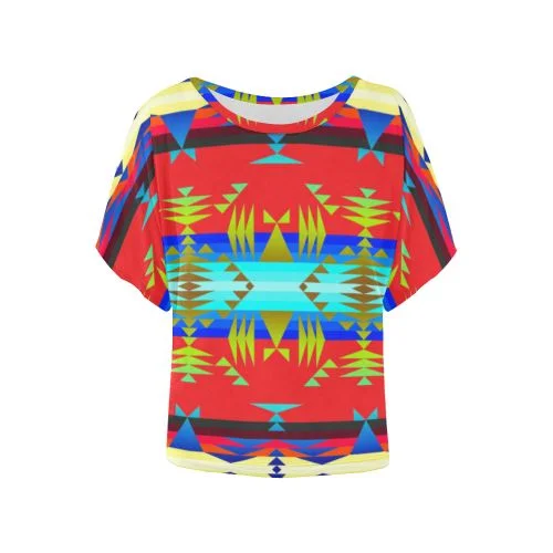 Between the Mountains Greasy Sierra Women's Batwing-Sleeved Blouse T shirt Short Sleeve Blouse