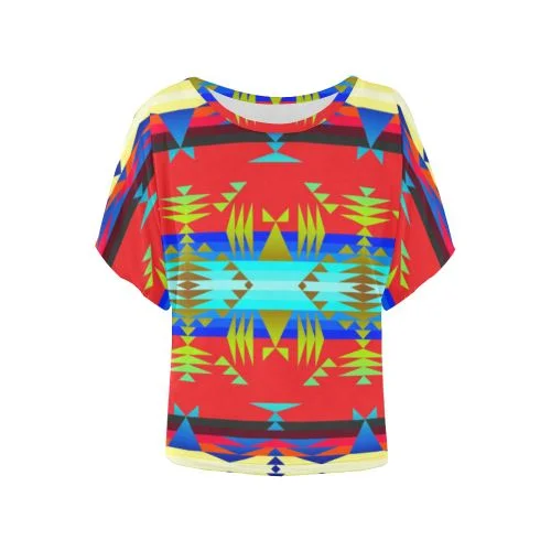 Between the Mountains Greasy Sierra Women's Batwing-Sleeved Blouse T shirt Soft Knit Blouse