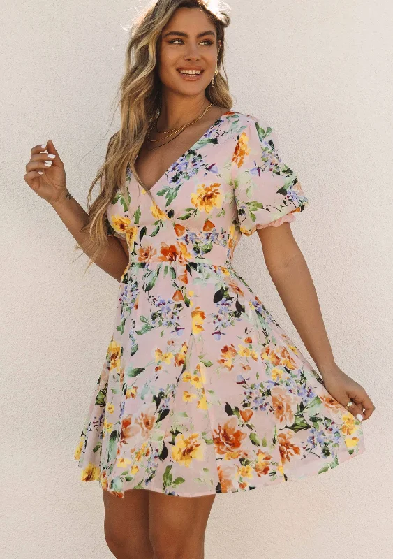 Emilia Puff Sleeve Mini Dress Chic Puff Sleeve Mini Dress