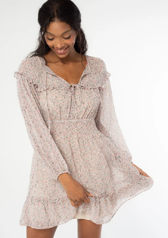 Flirty Floral Sheer Mini Dress Trendy Lace Mini Dress