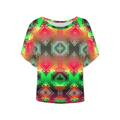 Gathering Sky Women's Batwing-Sleeved Blouse T shirt Floral Print Blouse