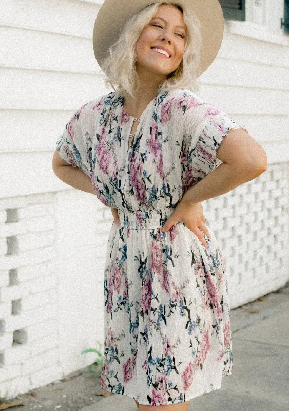 Long Weekend Floral Mini Dress Elegant Mini Dress with Pleats