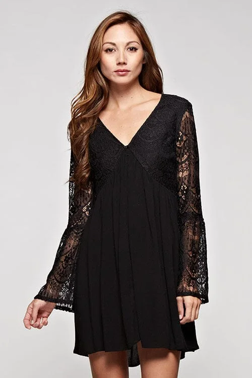 Moonchild Bell Sleeve Mini Dress Modern Satin Mini Dress