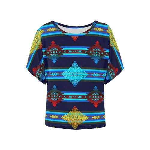 Plateau Night Women's Batwing-Sleeved Blouse T shirt Wrap Front Blouse
