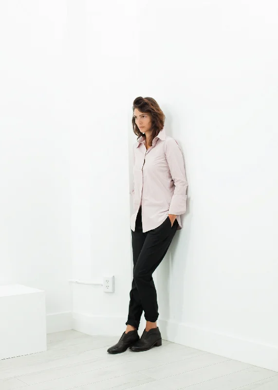 Pointed Collar Blouse in Rose Balloon Sleeve Blouse