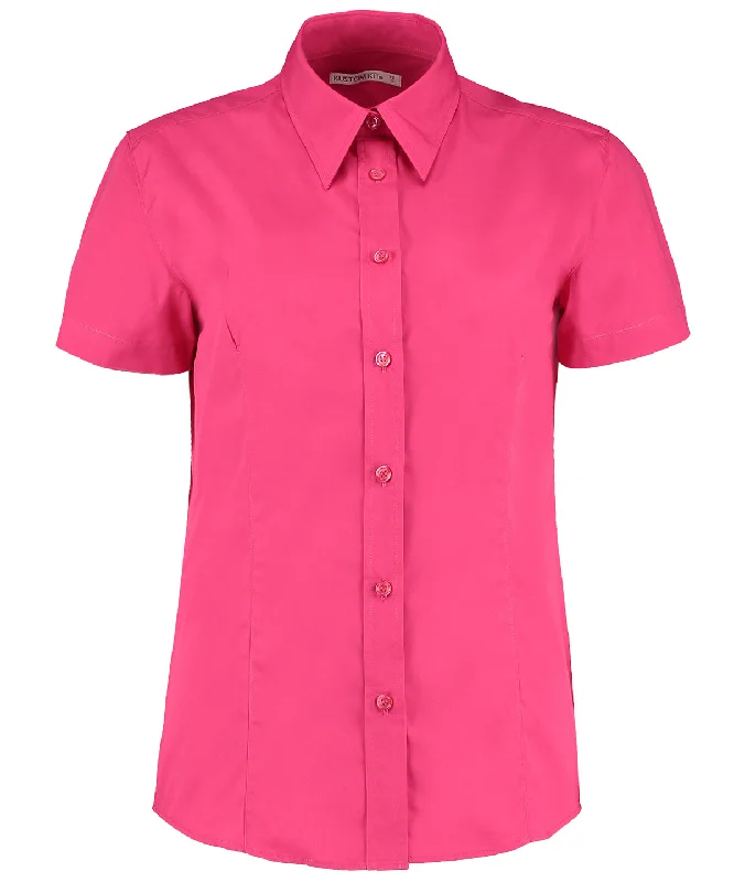 Raspberry - Women's workforce blouse short-sleeved (classic fit) Slim Fit Blouse