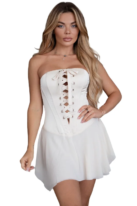 TIC TOC - "Madeline" - Corset Mini Dress Classic Floral Mini Dress