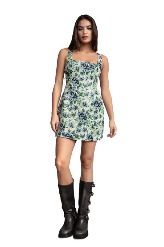 TIC TOC - "Mintie" - Tapestry Corset Bodycon Mini Dress Fashionable Polka Dot Mini Dress TIC TOC - "Mintie" - Tapestry Corset Bodycon Mini Dress Fashionable Polka Dot Mini Dress