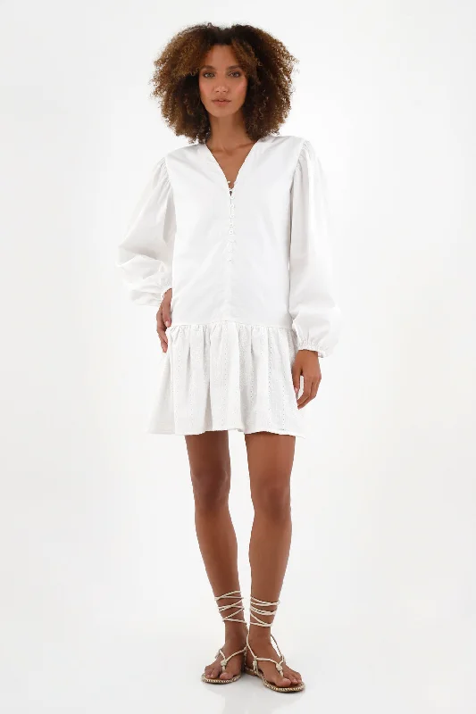 Women's White Mini Dress Cozy T-Shirt Mini Dress