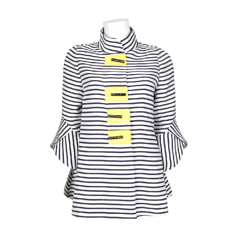 IC Collection Striped Jacket in Navy  - 5640J - Size S Only! Satin Jacket Silk Jacket Chiffon Jacket