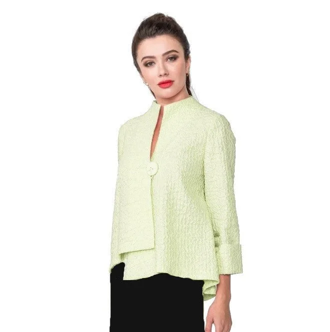 IC Collection Textured One-Button Jacket in Sage - 4379J-SG - Sizes L & XL Snapped Jacket Toggled Jacket Drawstring Jacket IC Collection Textured One-Button Jacket in Sage - 4379J-SG - Sizes L & XL Snapped Jacket Toggled Jacket Drawstring Jacket