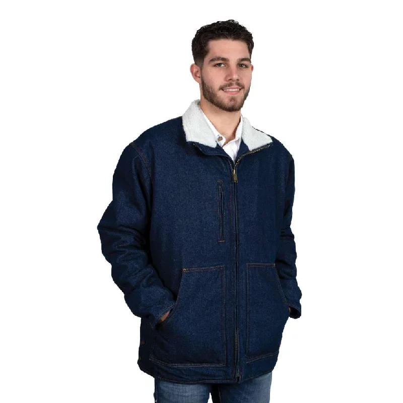 Just Country Mens Diamantina Denim Sherpa Jacket Welt Pockets Slit Pockets Flap Pockets