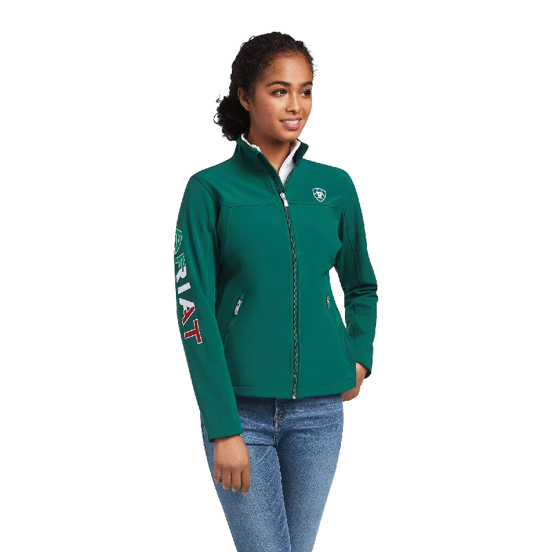 Ariat Women's Mexico Classic Team Softshell Verde Jacket Notch Collar Jacket Peter Pan Collar Jacket Cowl Neck Jacket