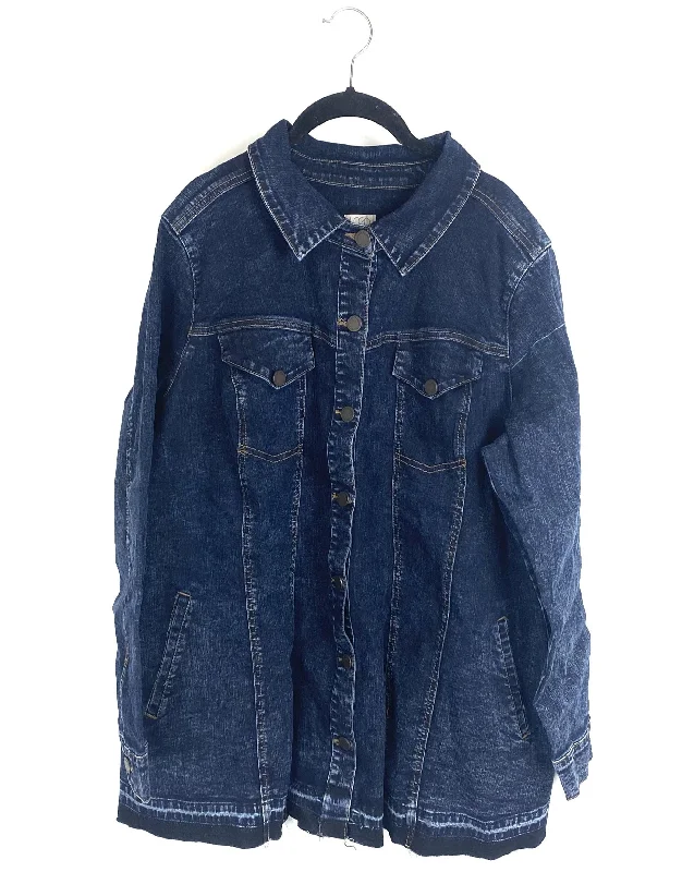 Dark Blue Jean Jacket - 20W Wool Jacket Cashmere Jacket Tweed Jacket