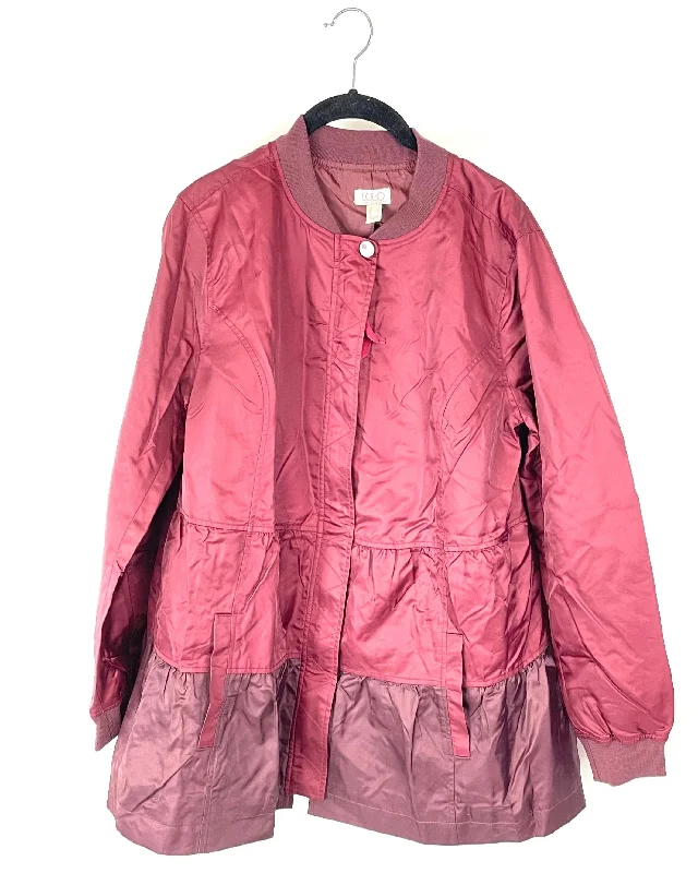 Red Windbreaker Jacket - Size 6-8 Nylon Jacket Polyester Jacket Spandex Jacket