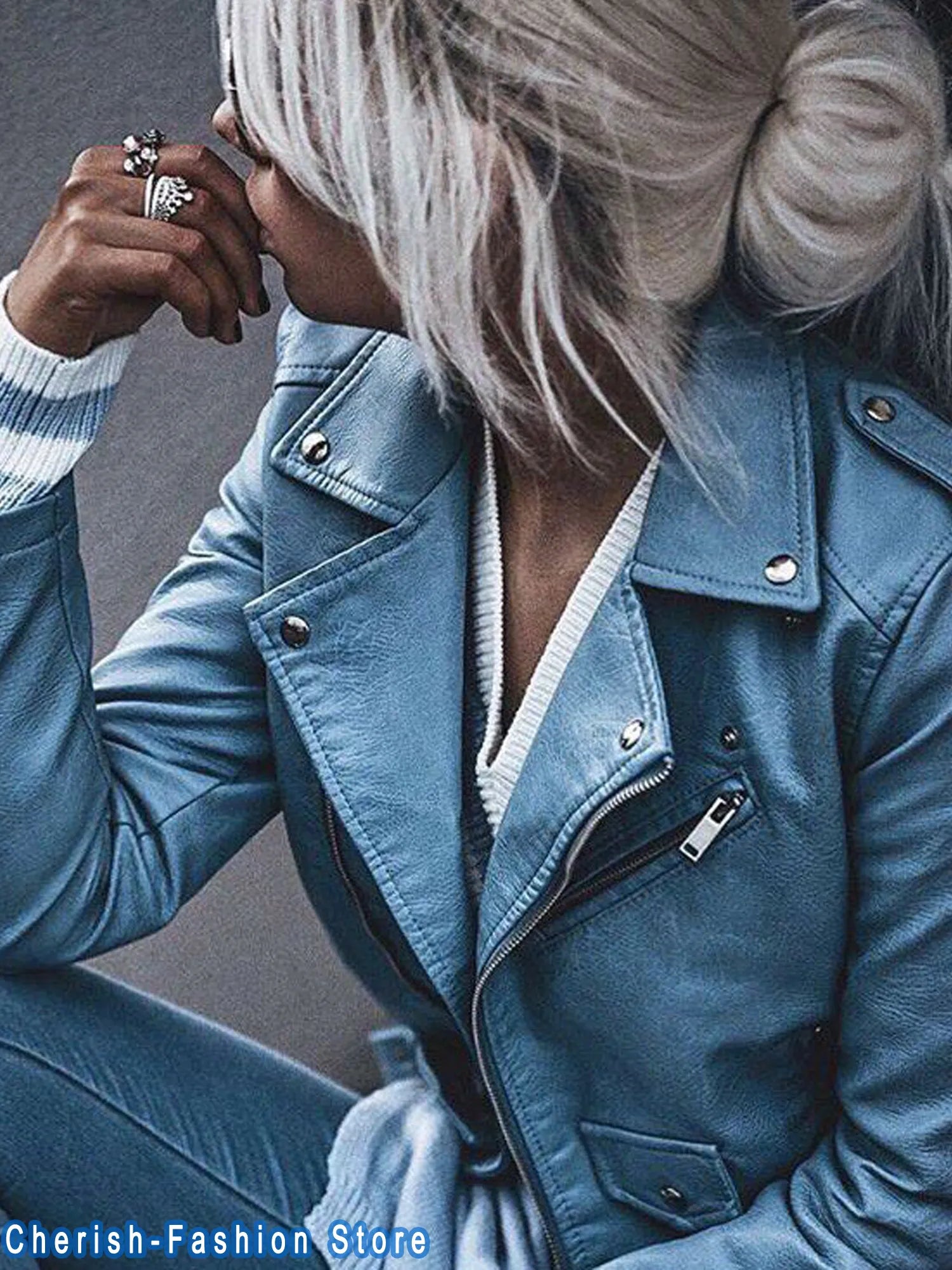 ARWEN & AJH GROUP New Arrival 2024 brand Winter Autumn Motorcycle leather jackets yellow leather jacket women leather coat  slim PU jacket Leather Zippered Front Buttoned Front Snap Front