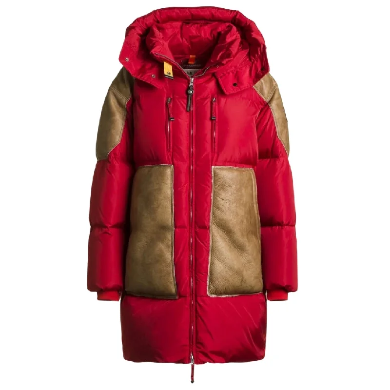 Parajumpers Carolina True Red LeatherJacket Toggled Jacket Drawstring Jacket Belted Jacket