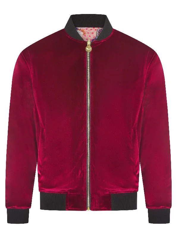 Soot and Ty Burgundy Reversible Classic Velvet Quilted Unisex Bomber Jacket Nylon Fabric Polyester Fabric Spandex Fabric Soot and Ty Burgundy Reversible Classic Velvet Quilted Unisex Bomber Jacket Nylon Fabric Polyester Fabric Spandex Fabric
