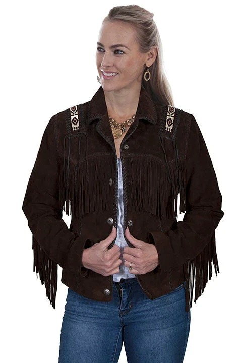 Women's Leather Jacket Collection Suede: Scully Western Fringe Hand Lacing Beads Denim Jacket Leather Jacket Suede Jacket