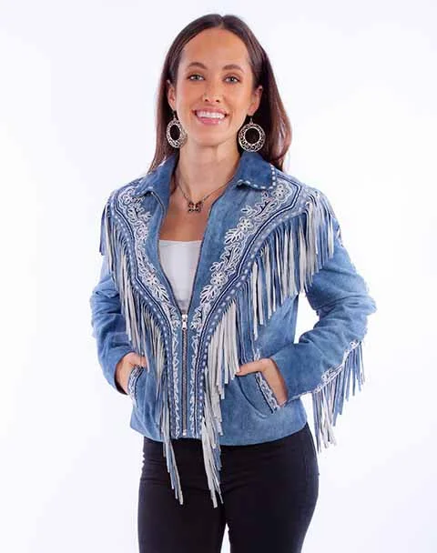 Women's Leather Jacket Collection Suede: Scully Western Fringe Zip Front Blue Fleece Jacket Down Jacket Feather Jacket Women's Leather Jacket Collection Suede: Scully Western Fringe Zip Front Blue Fleece Jacket Down Jacket Feather Jacket