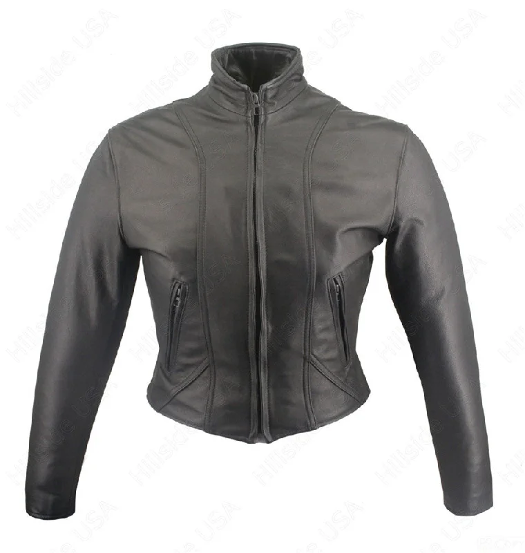 Womens Made in USA Naked Leather Form Fitting Motorcycle Jacket Gun Pockets Stand Up Collar Jersey Jacket Tulle Jacket Batik Jacket Womens Made in USA Naked Leather Form Fitting Motorcycle Jacket Gun Pockets Stand Up Collar Jersey Jacket Tulle Jacket Batik Jacket