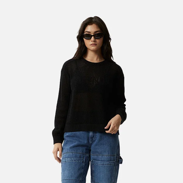 Afends Ryder Knit Jumper - Black Spandex Blend Rayon Blend Denim Blend