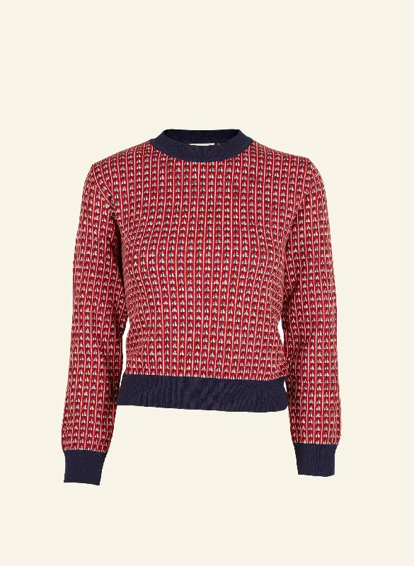 Alba Knitted Jumper - Red Rocket Silk Blend Satin Velvet