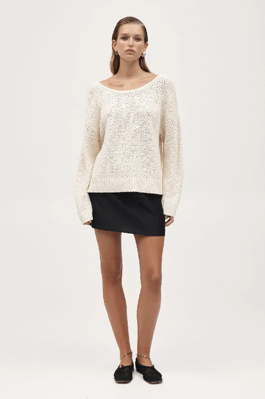 AUGUSTE JUMPER - IVORY Front Pockets Side Pockets Patch Pockets