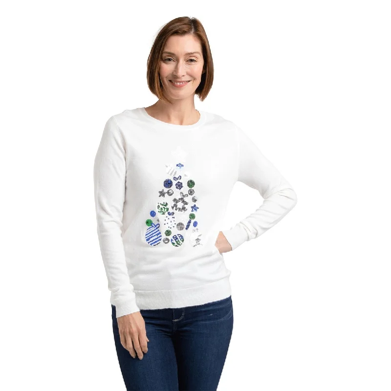 Christmas Tree Baubles Jumper Terry Terry Cloth Terry Knit