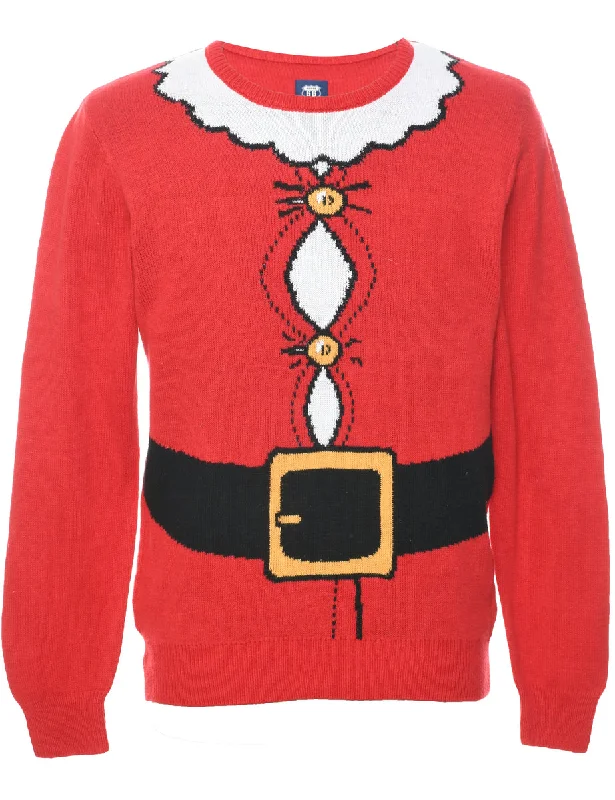 Festive Season Christmas Jumper - S Ribbed Striped Patterned