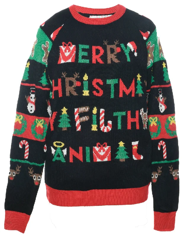 Festive Season Christmas Jumper - S Embroidered Appliqued Beaded