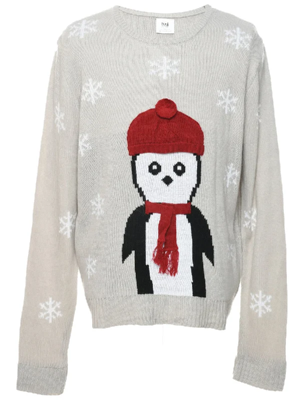 Festive Season Christmas Jumper - XL Print Jacquard Patchwork